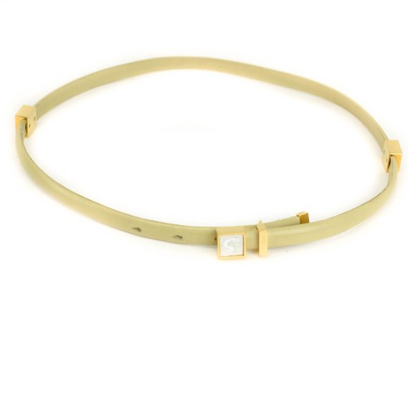 LALIQUE: Beige, Leather & "Crystal Venus" Belt